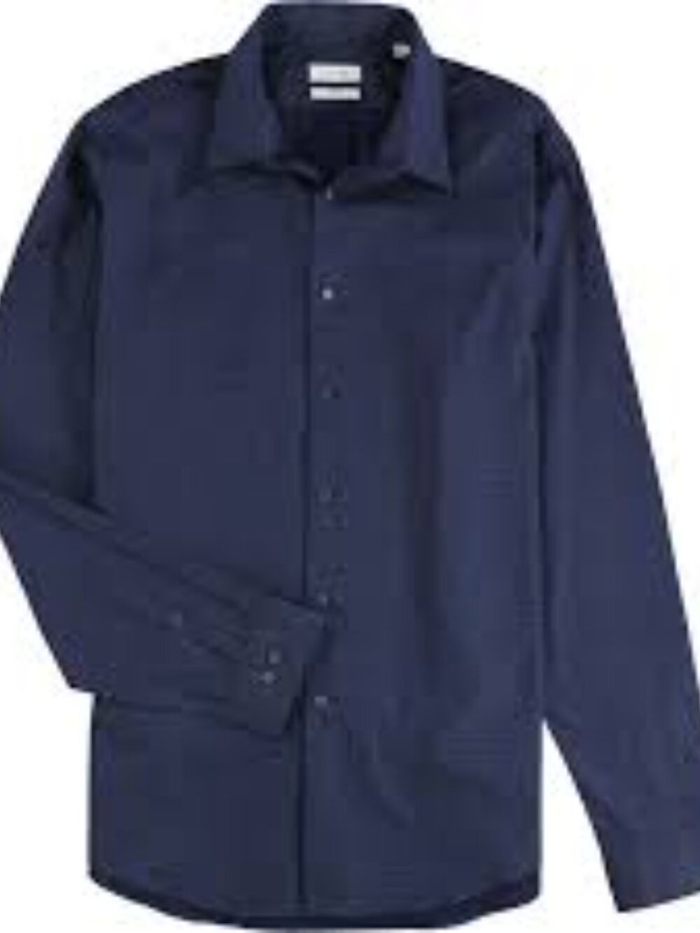 Calvin Klein Mens Steel + Navy Blue Slim Fit Button Up L-Sleeve Shirt Sz 17.5